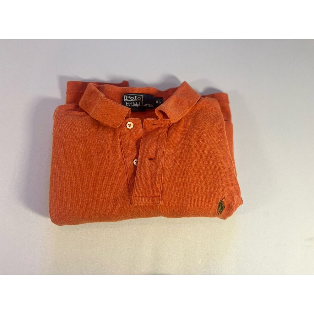 Polo Ralph Lauren Mens Custom Fit Orange Short Sleeve Polo Shirt Size XL - Picture 9 of 10